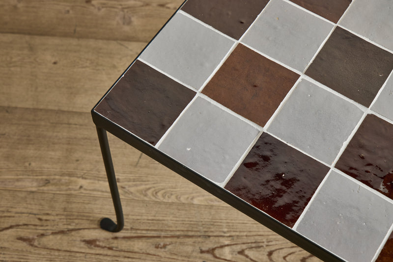 Burnt Sugar & Grey Tile Side Table
