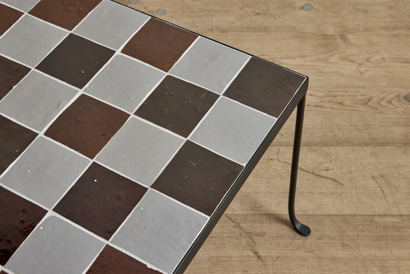 Burnt Sugar & Grey Tile Side Table
