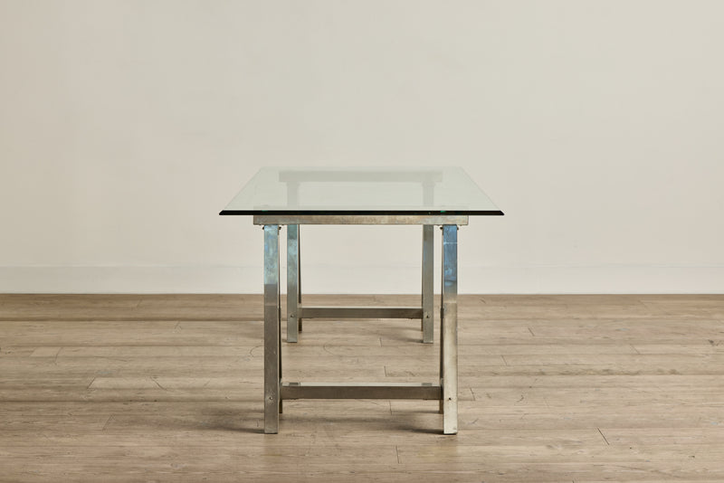 Glass & Steel Sawhorse Desk