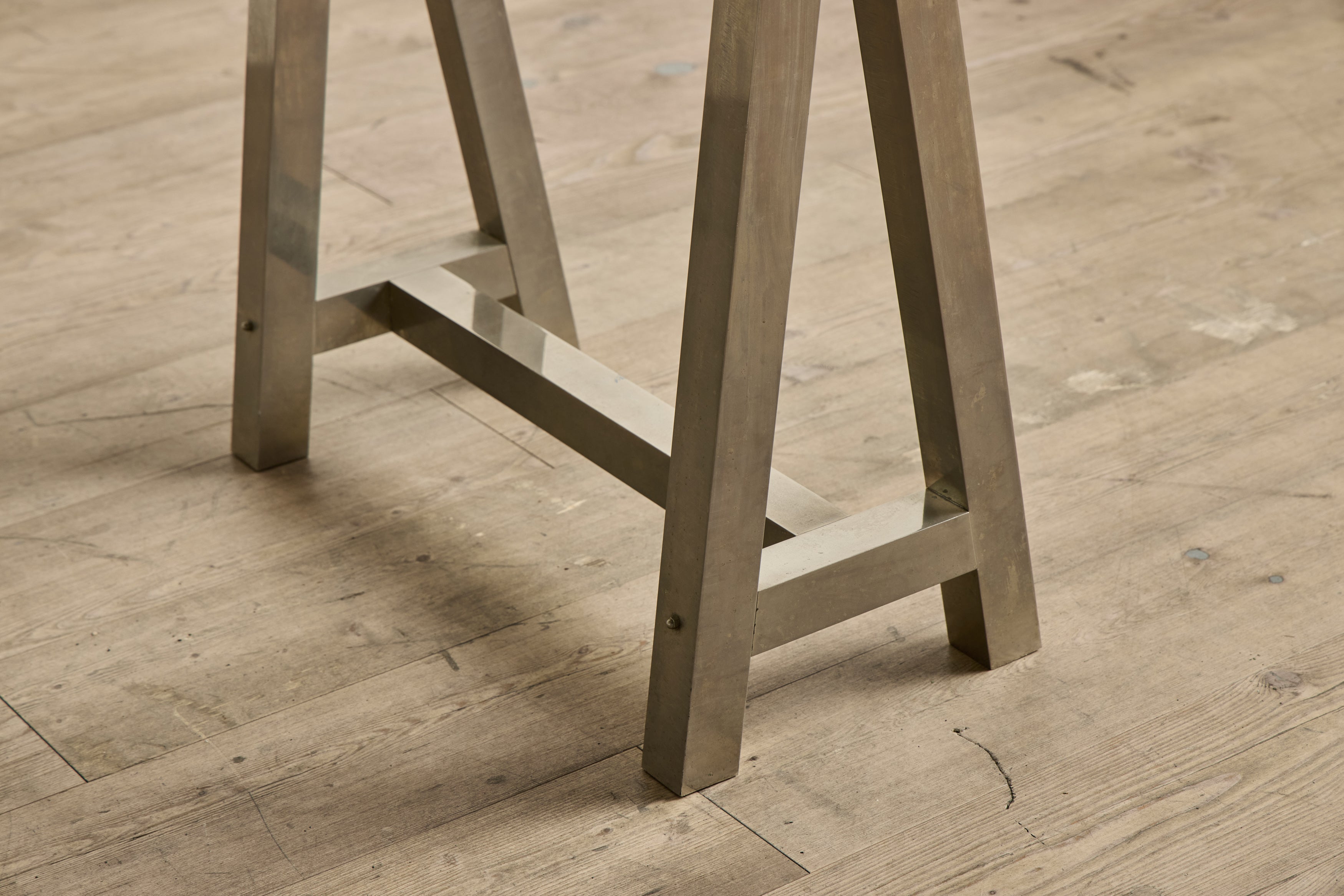 Glass & Steel Sawhorse Desk
