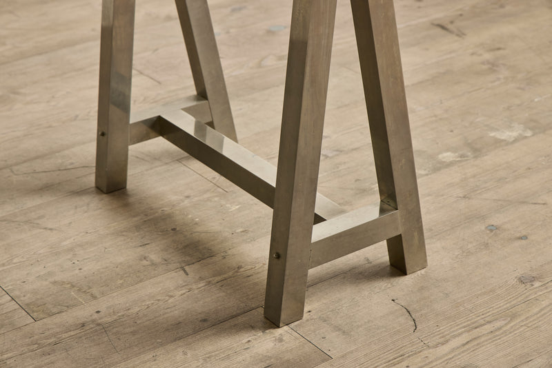 Glass & Steel Sawhorse Desk
