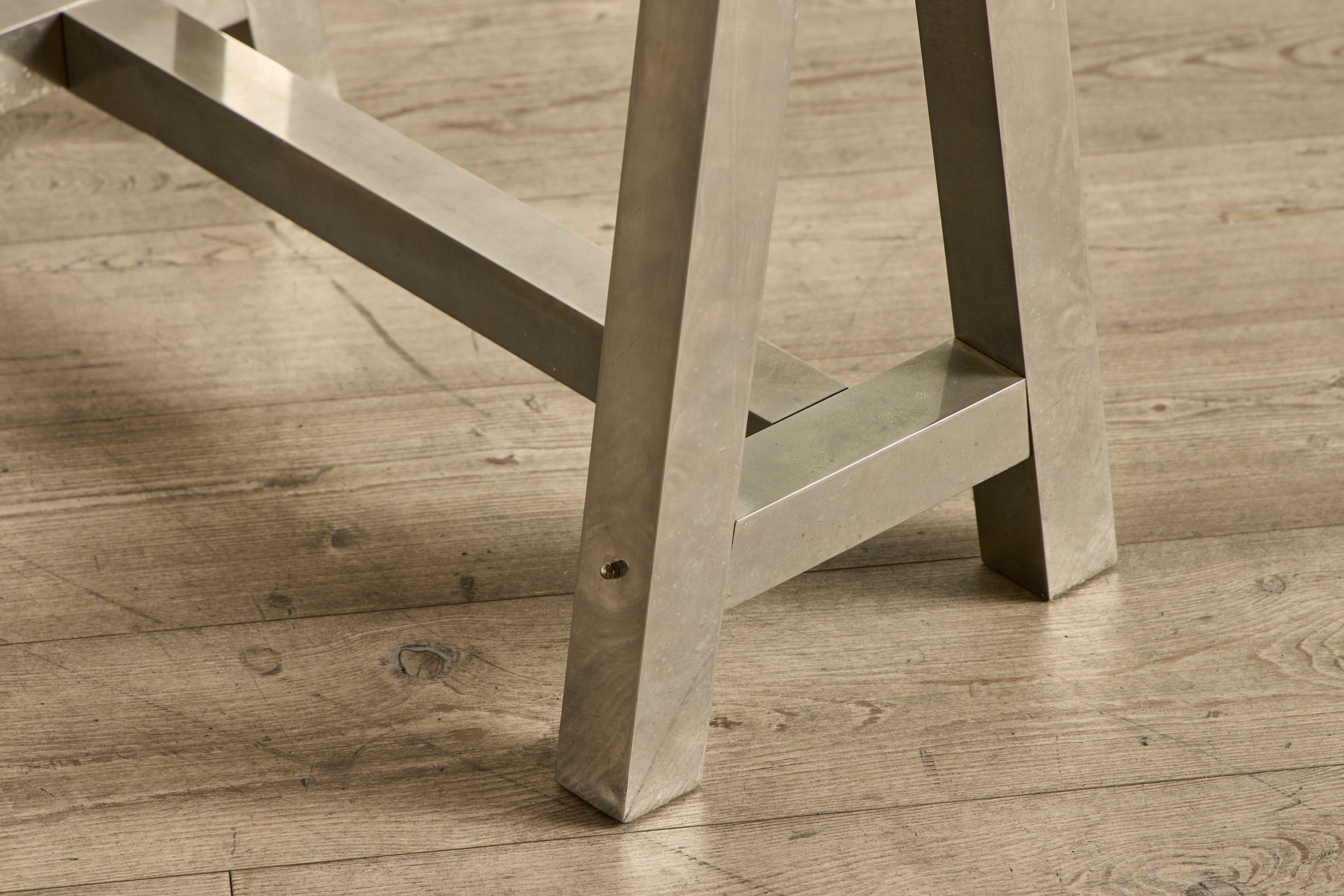Glass & Steel Sawhorse Desk