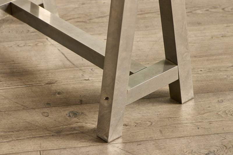 Glass & Steel Sawhorse Desk