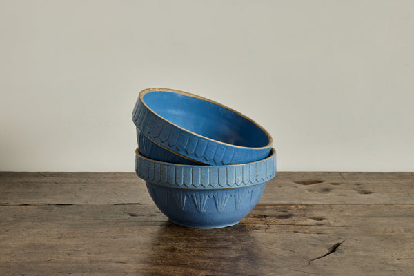 Blue Stoneware Bowl 10.5"
