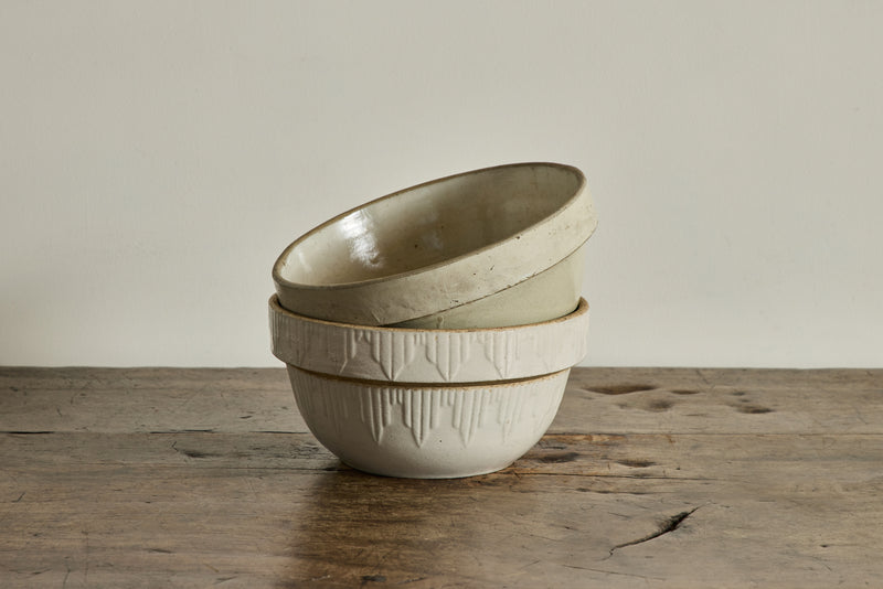 White Stoneware Bowl 10"