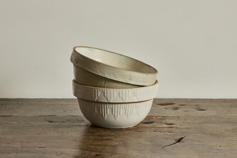 White Stoneware Bowl 10"