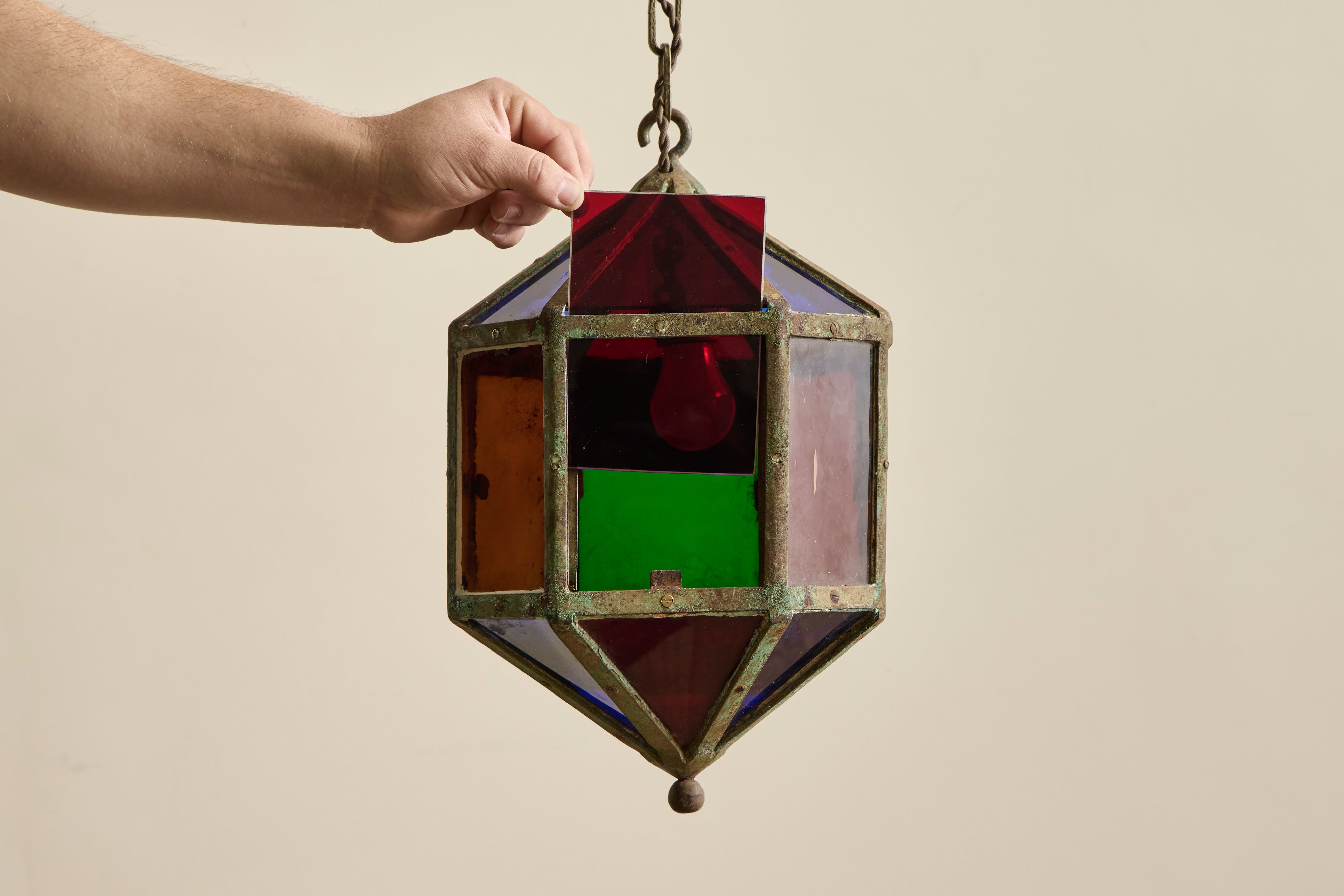 French Stained Glass Lantern