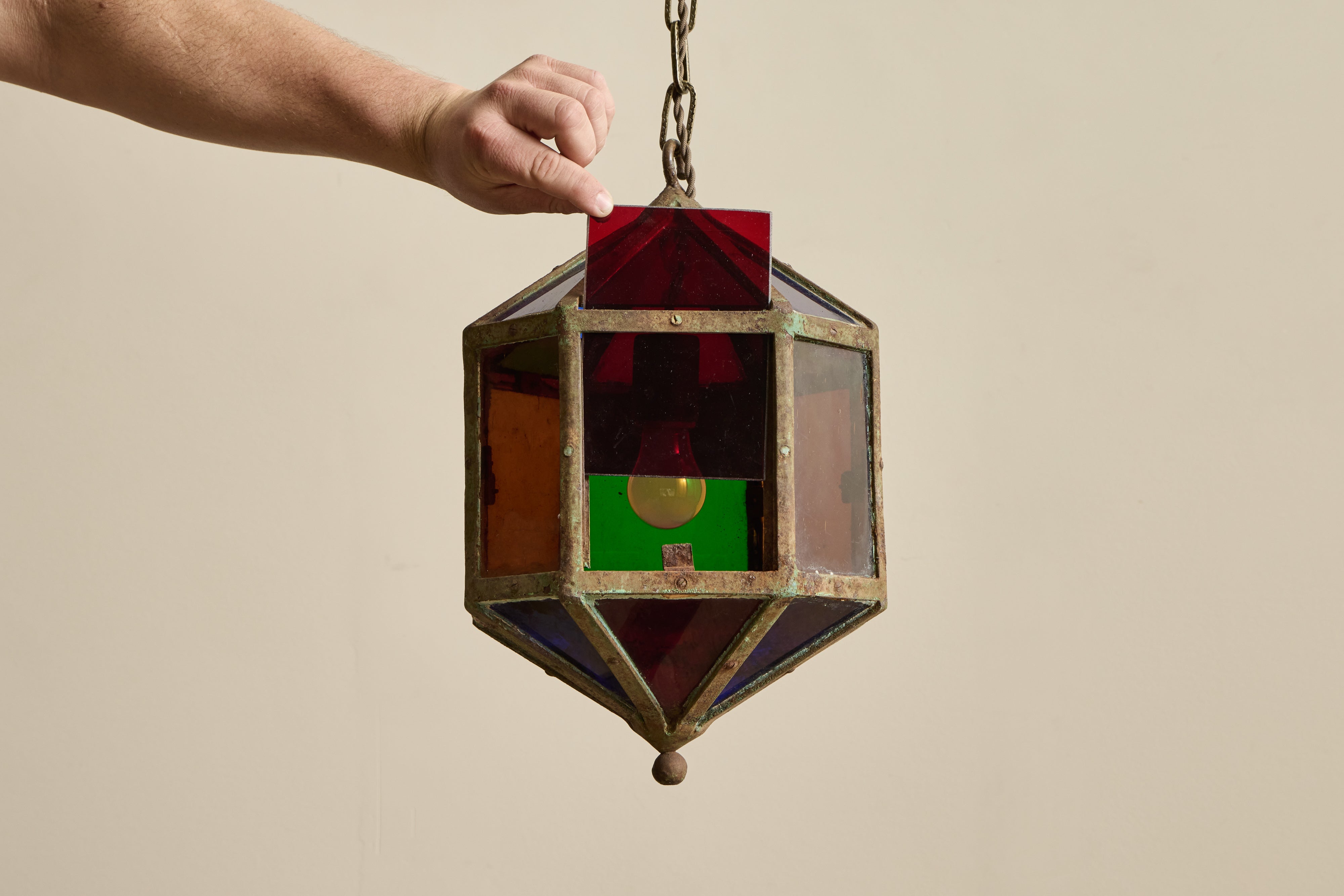 French Stained Glass Lantern