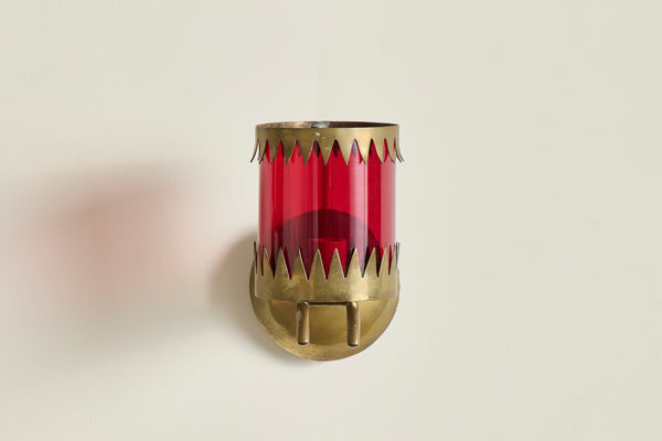 Red Glass & Brass Sconces