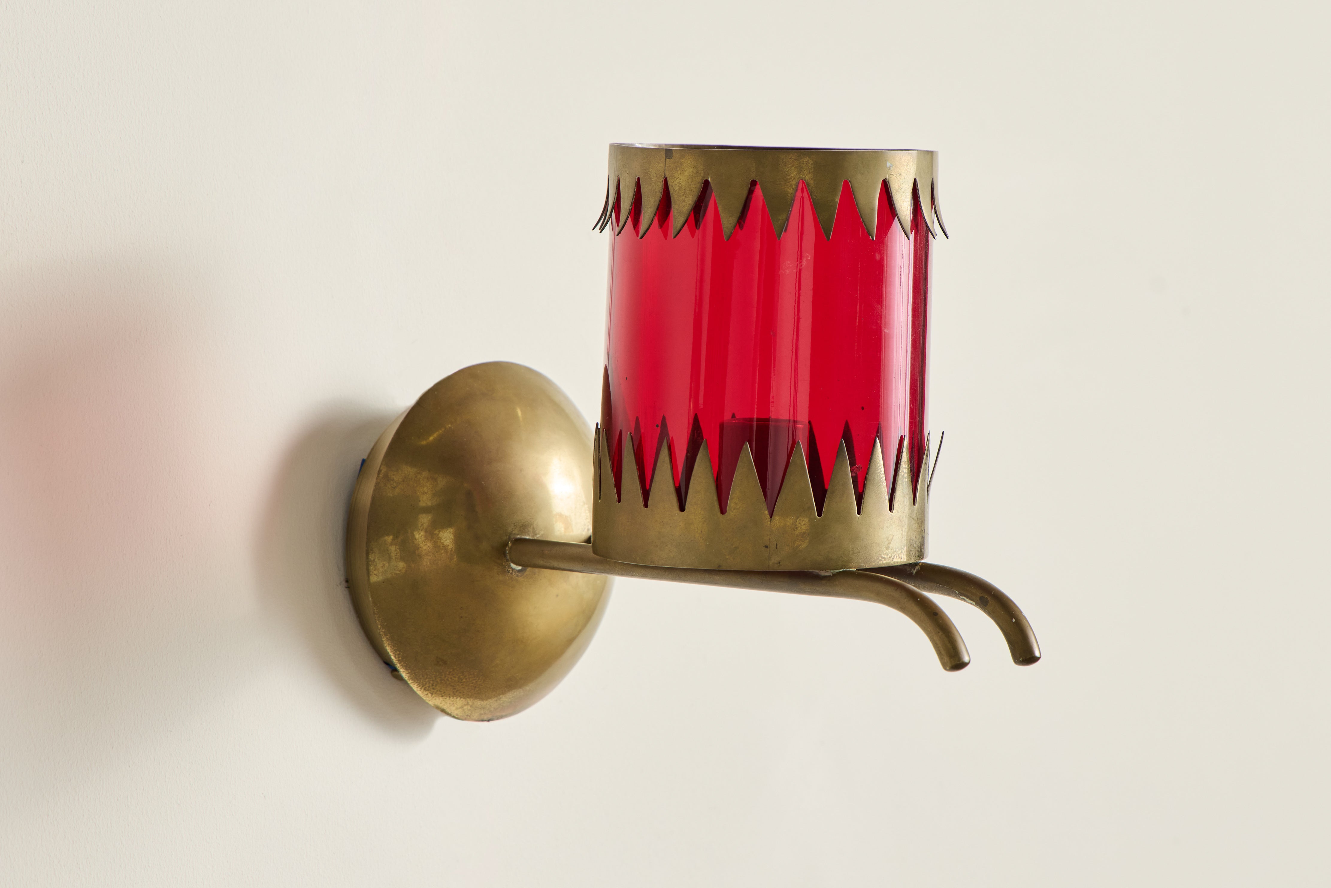 Red Glass & Brass Sconces