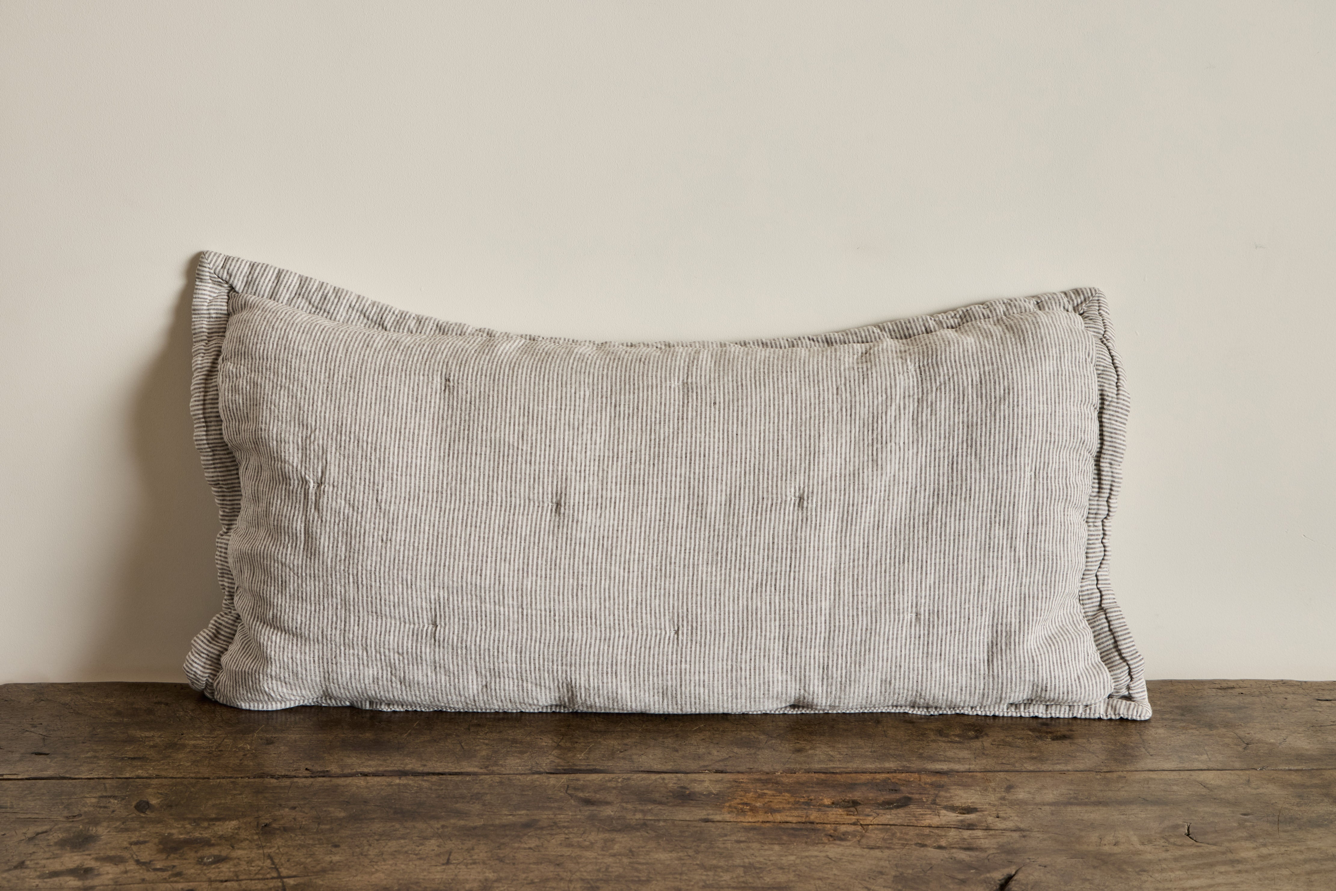 Ticking Stripe Shams in Fog, Set of 2