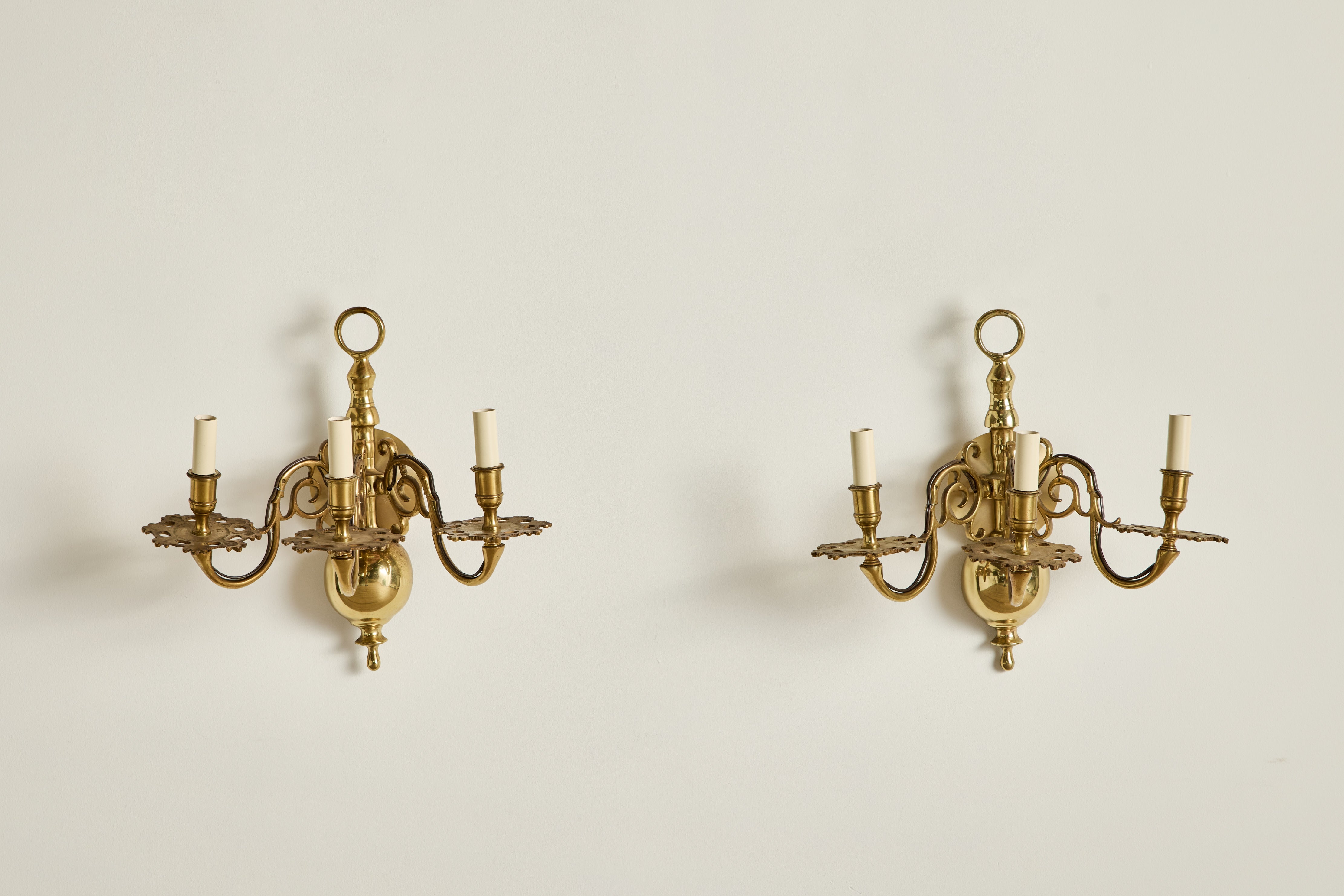 Pair of Brass Sconces