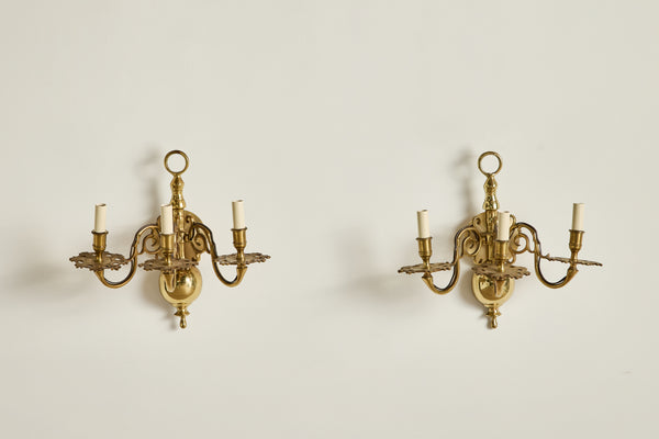 Pair of Brass Sconces