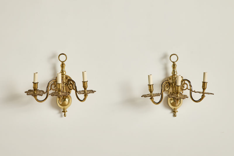 Pair of Brass Sconces