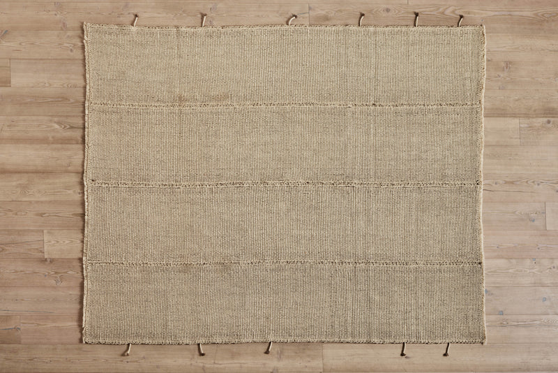 Tan Wool Kilim Rug, 6'9 x 8'8
