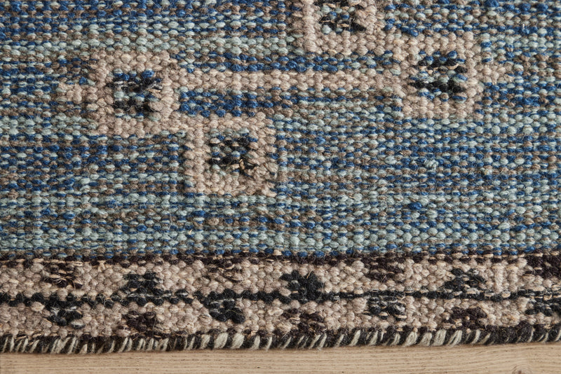 Blue Pattern Wool Kilim, 10'4 x 14'3