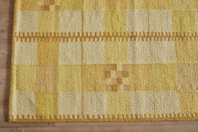 Yellow Grid Silk Rug, 9'1 x 12'2 -  In Stock
