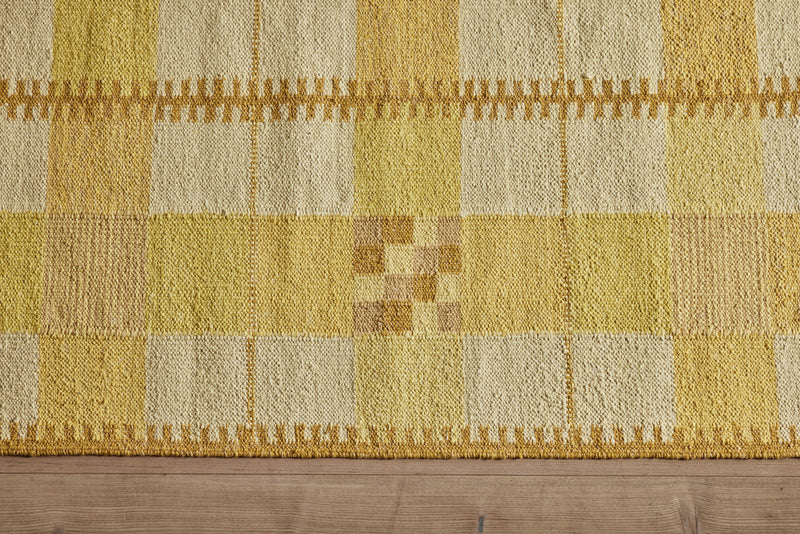 Yellow Grid Silk Rug, 9'1 x 12'2 -  In Stock