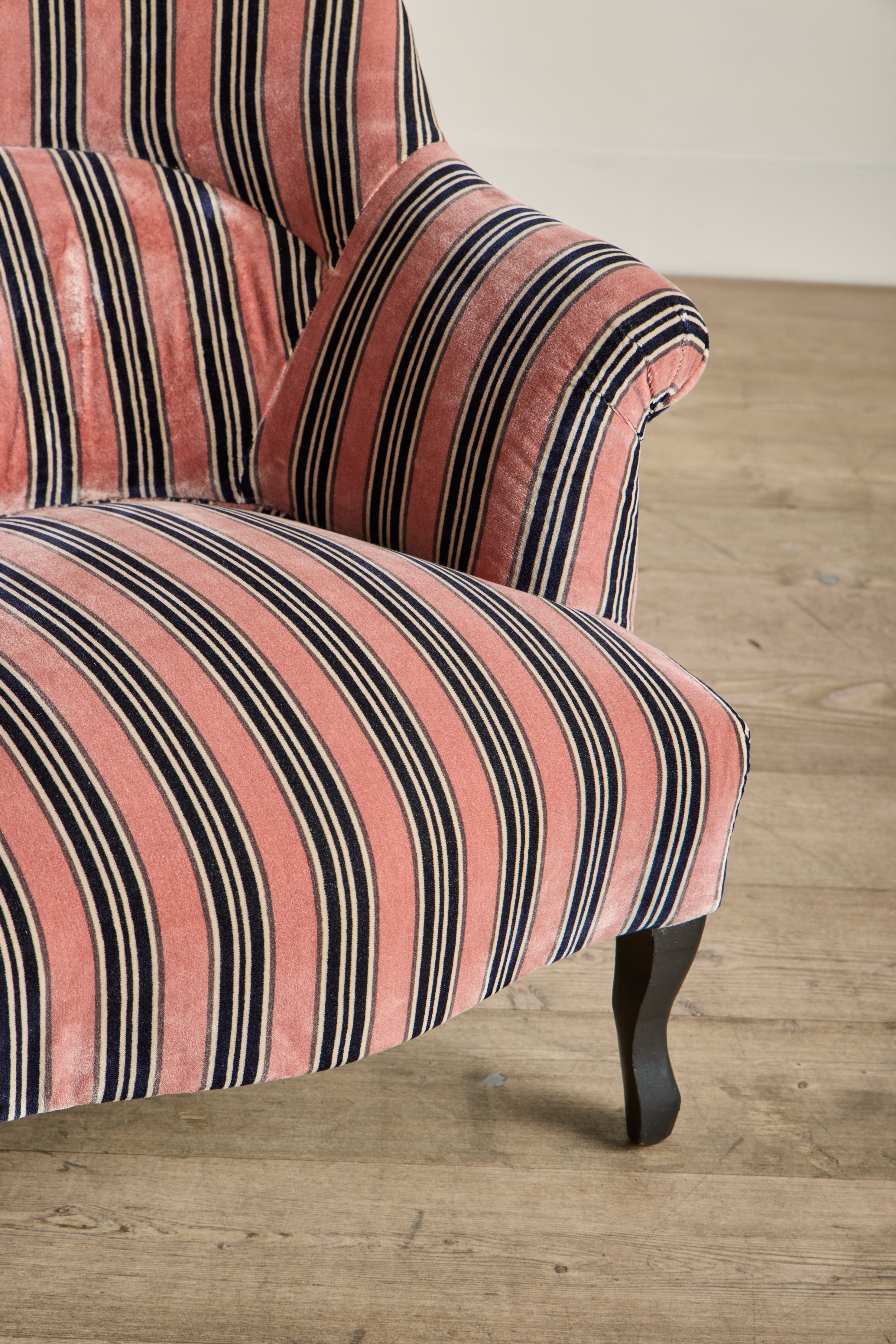 Pair of Velvet Striped Crapaud Chairs