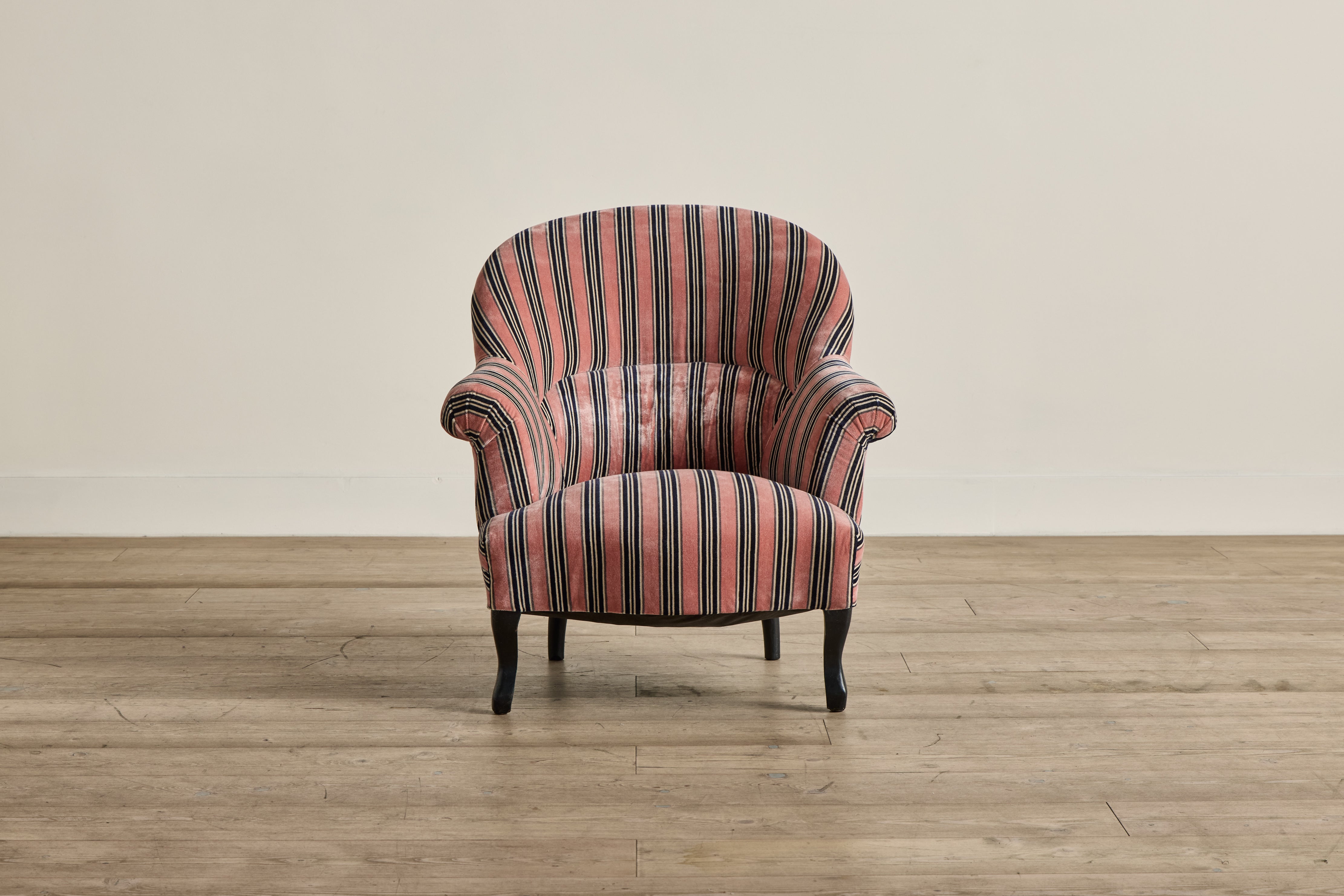 Pair of Velvet Striped Crapaud Chairs
