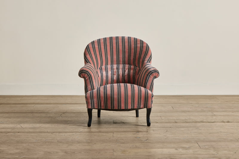 Pair of Velvet Striped Crapaud Chairs