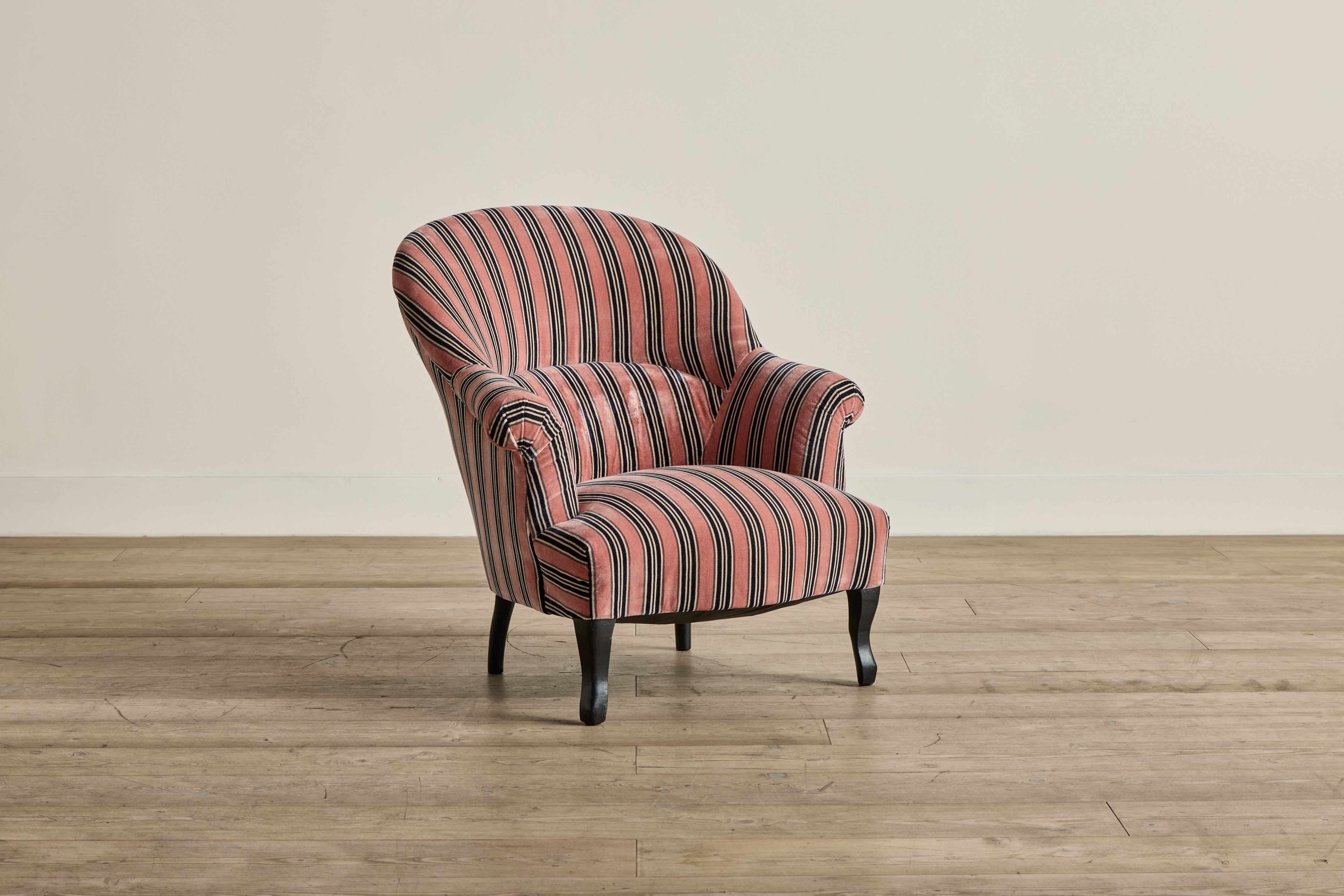 Pair of Velvet Striped Crapaud Chairs