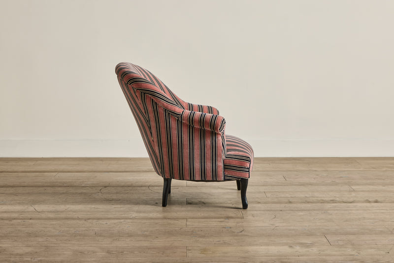 Pair of Velvet Striped Crapaud Chairs