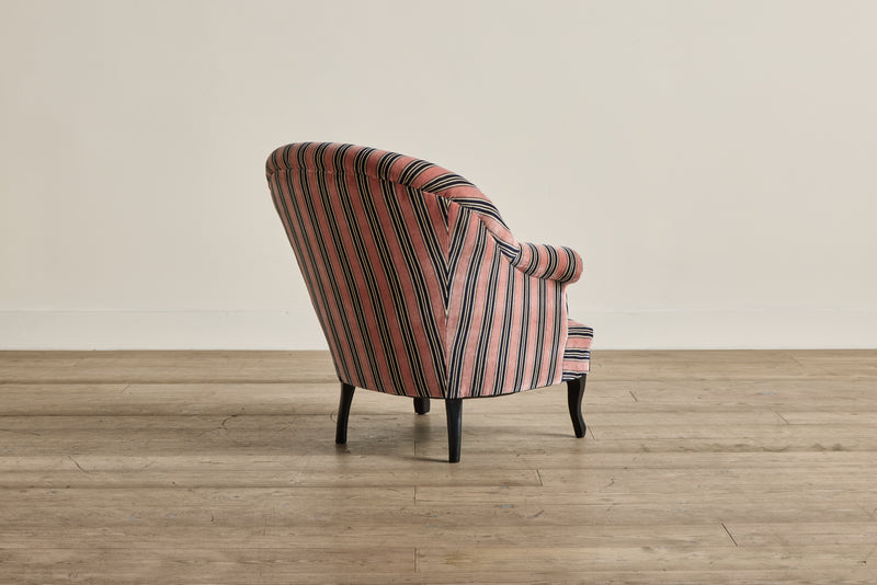 Pair of Velvet Striped Crapaud Chairs