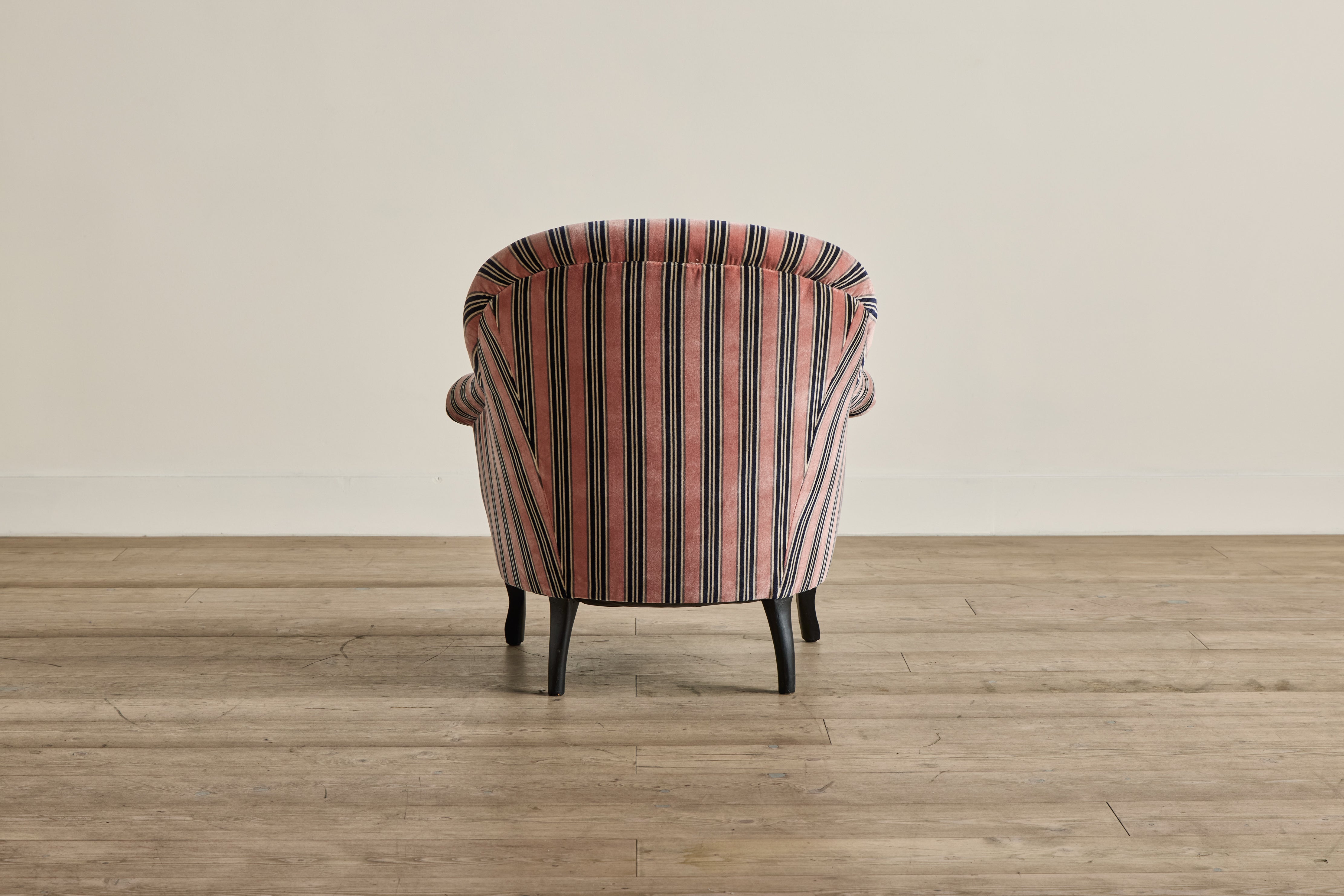 Pair of Velvet Striped Crapaud Chairs