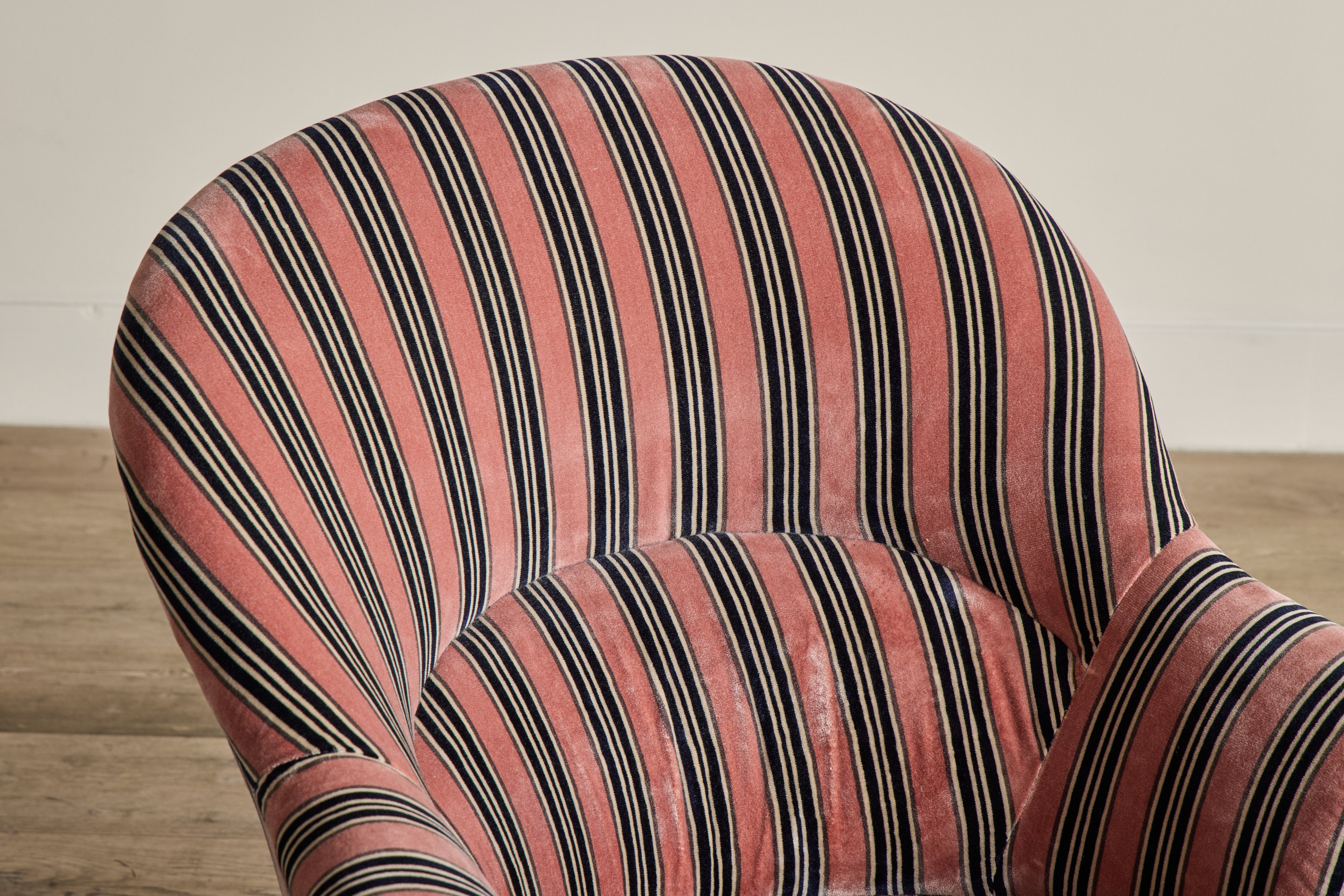 Pair of Velvet Striped Crapaud Chairs
