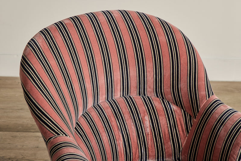 Pair of Velvet Striped Crapaud Chairs