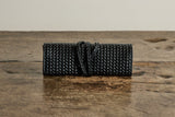 Black Woven Leather Jewelry Roll