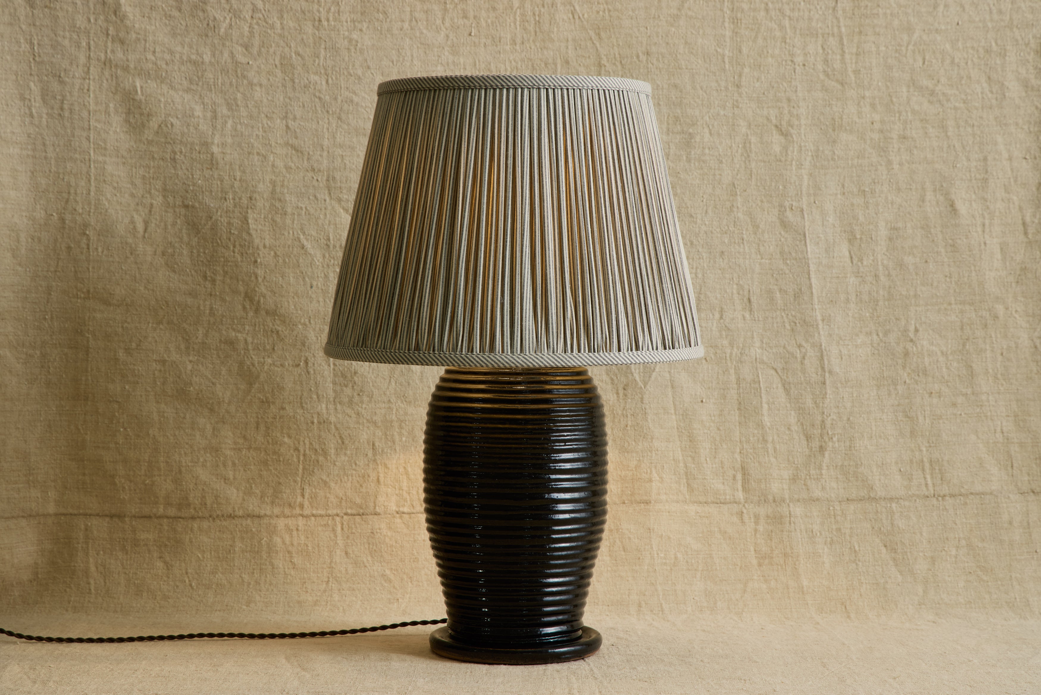 Humbug Brown & White Ticking Pleated Lampshade (Multiple Styles)