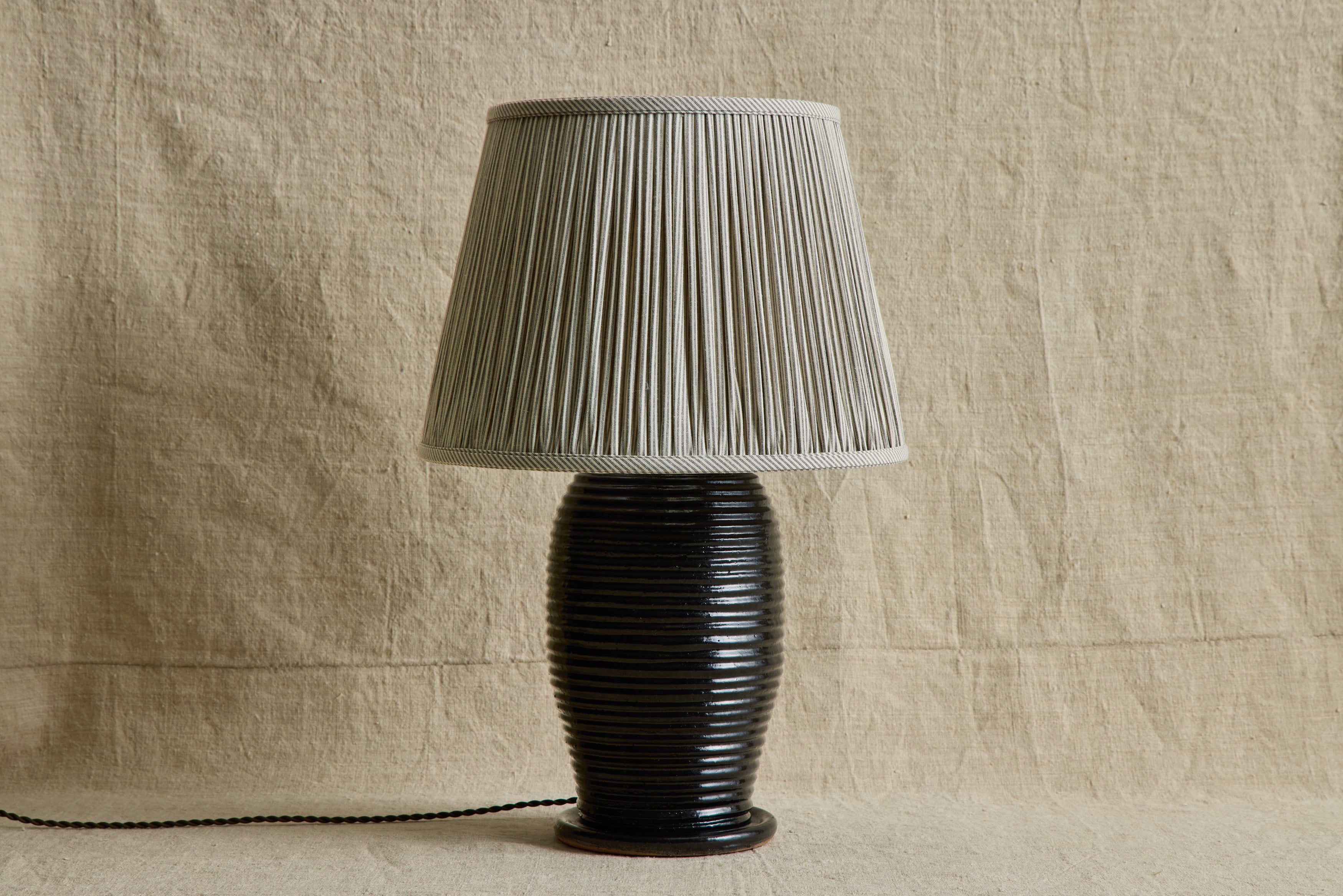 Humbug Brown & White Ticking Pleated Lampshade (Multiple Styles)