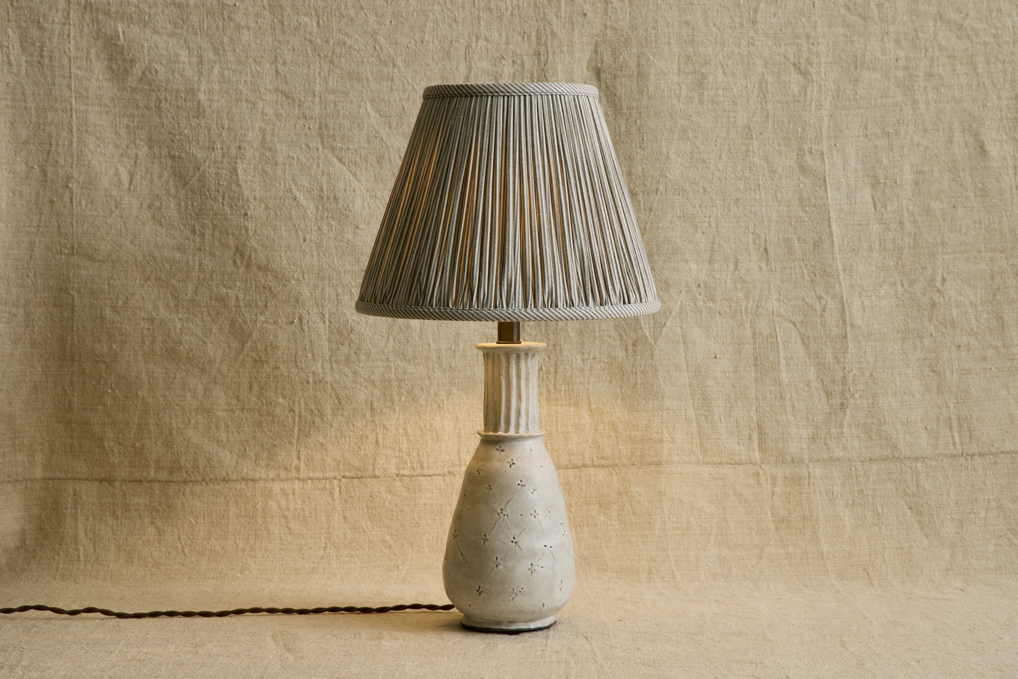 Humbug Brown & White Ticking Pleated Lampshade (Multiple Styles)