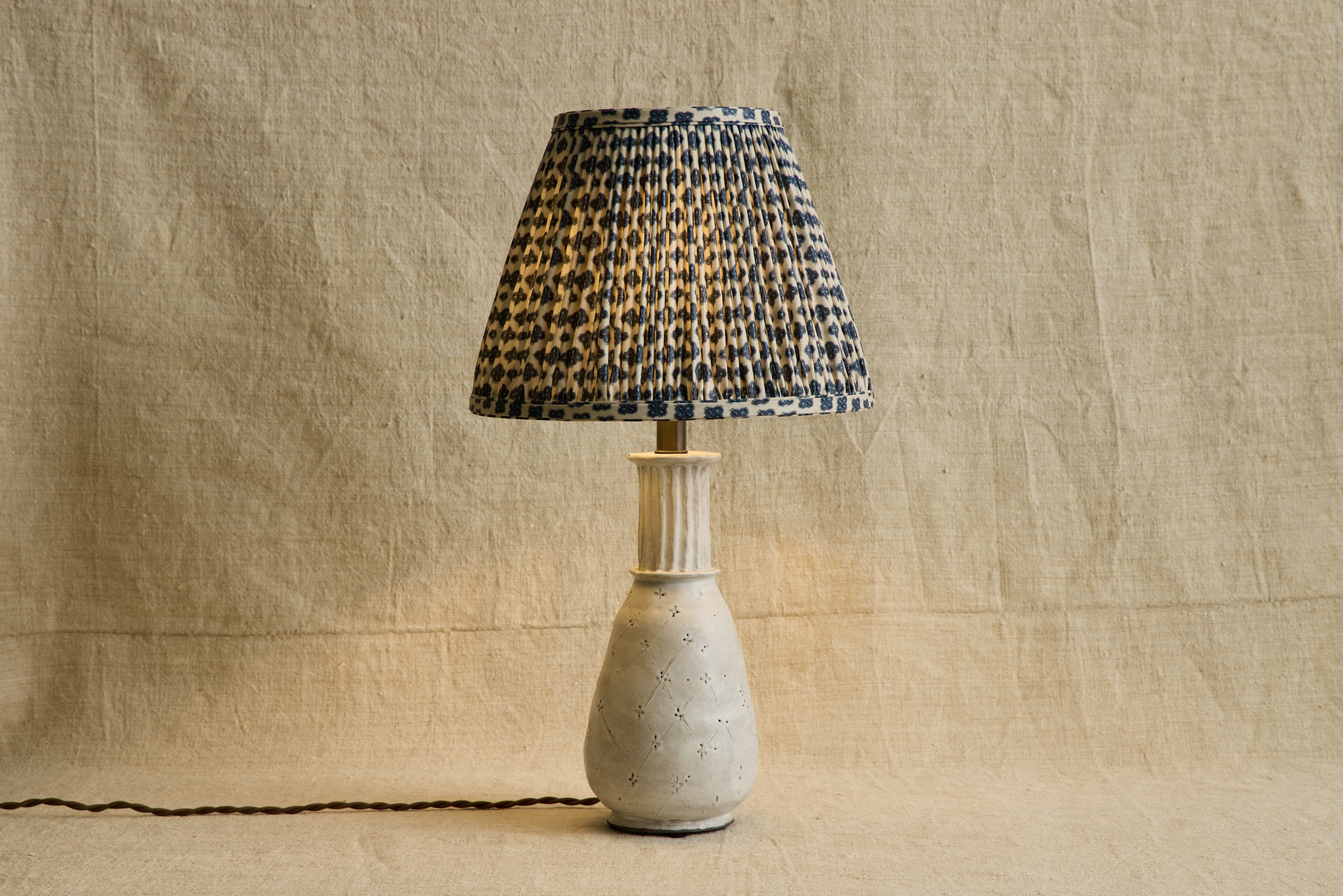 Knurl Woad Linen Pleated Lampshade (Multiple Styles)