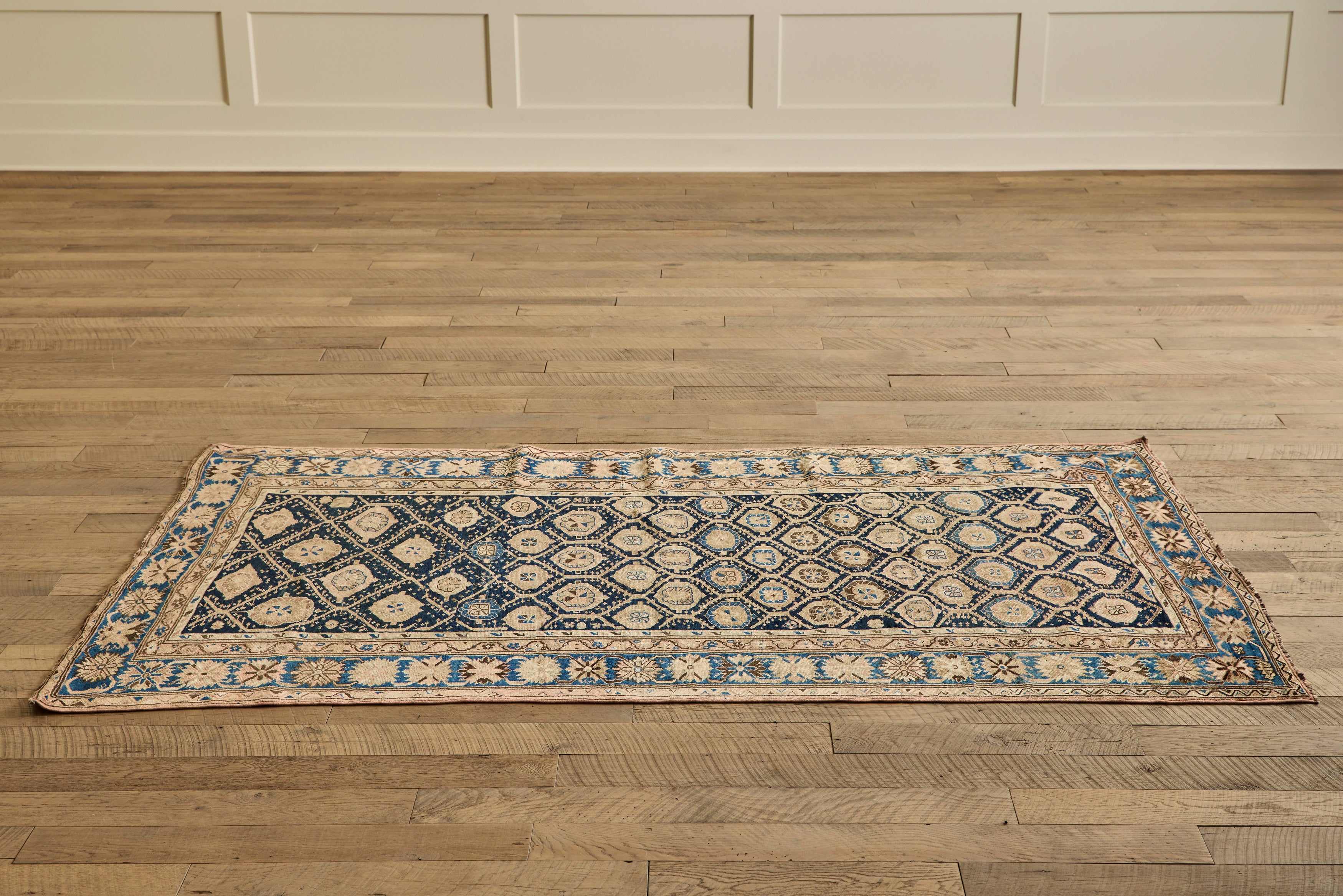 Blue & Beige Caucasian Rug 5'1 x 8'10
