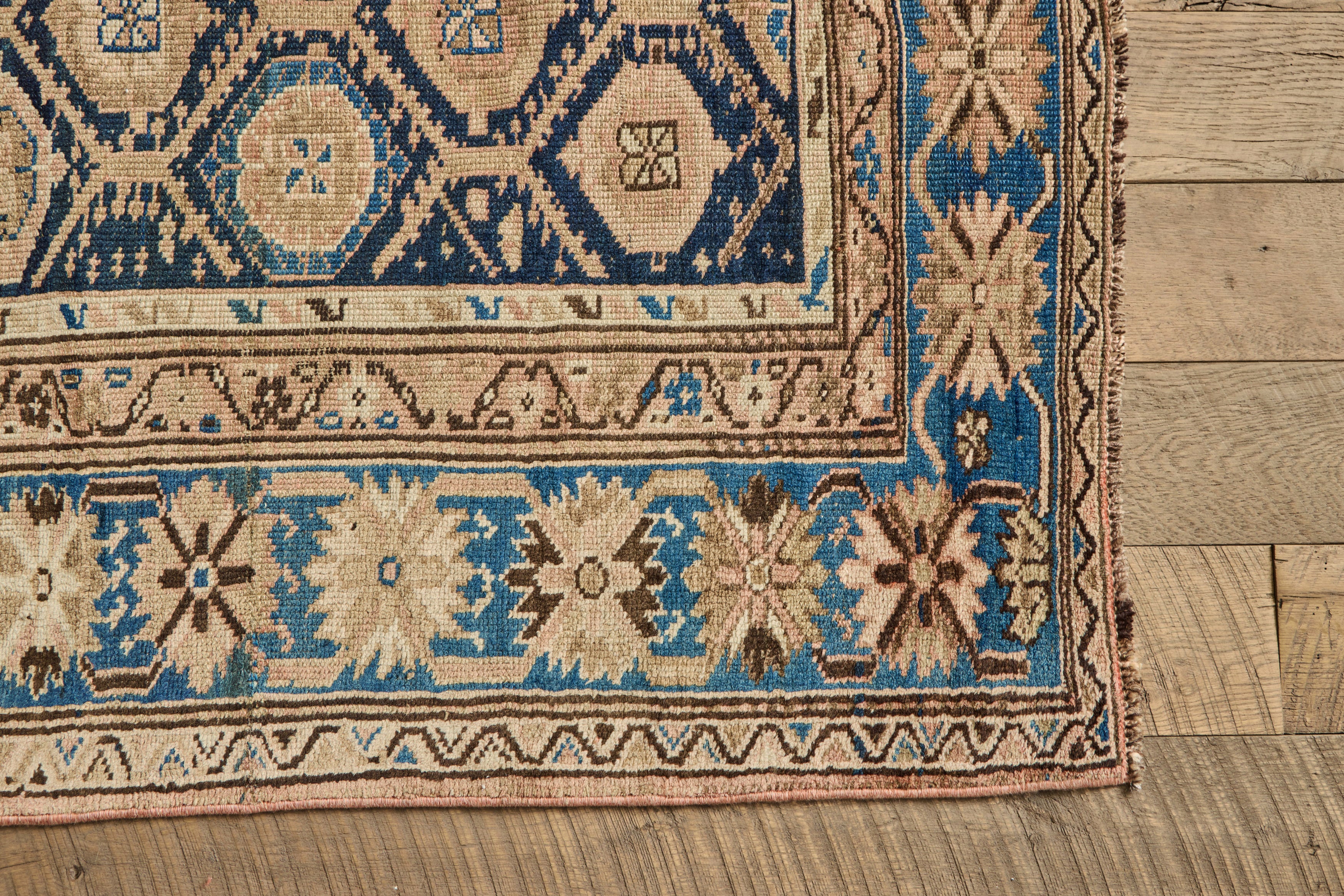 Blue & Beige Caucasian Rug 5'1 x 8'10
