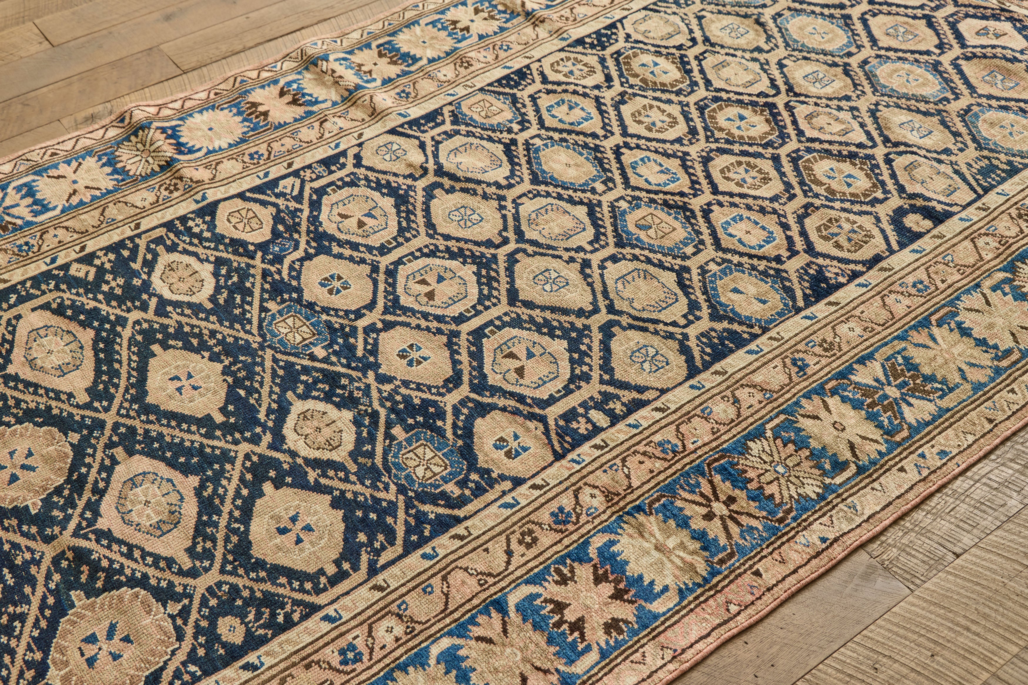 Blue & Beige Caucasian Rug 5'1 x 8'10