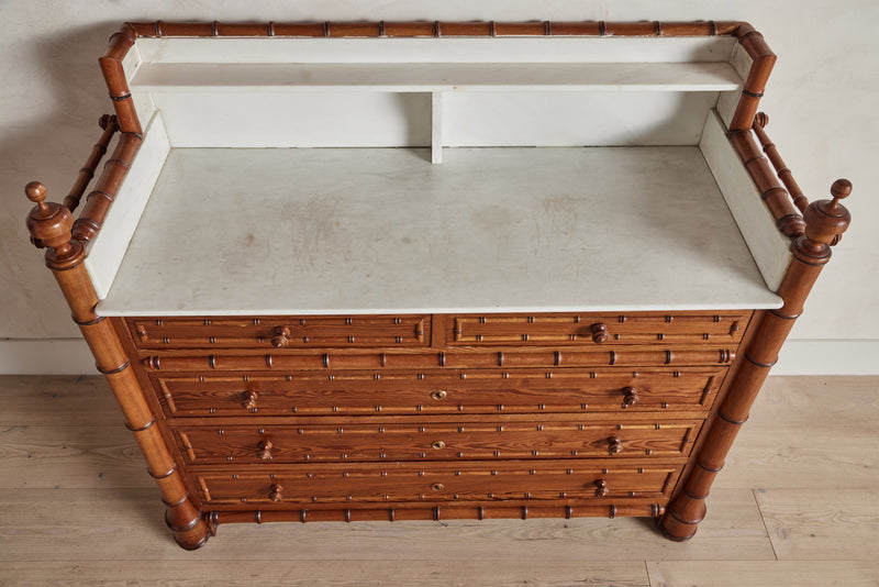Faux Bamboo Dresser with Mirror