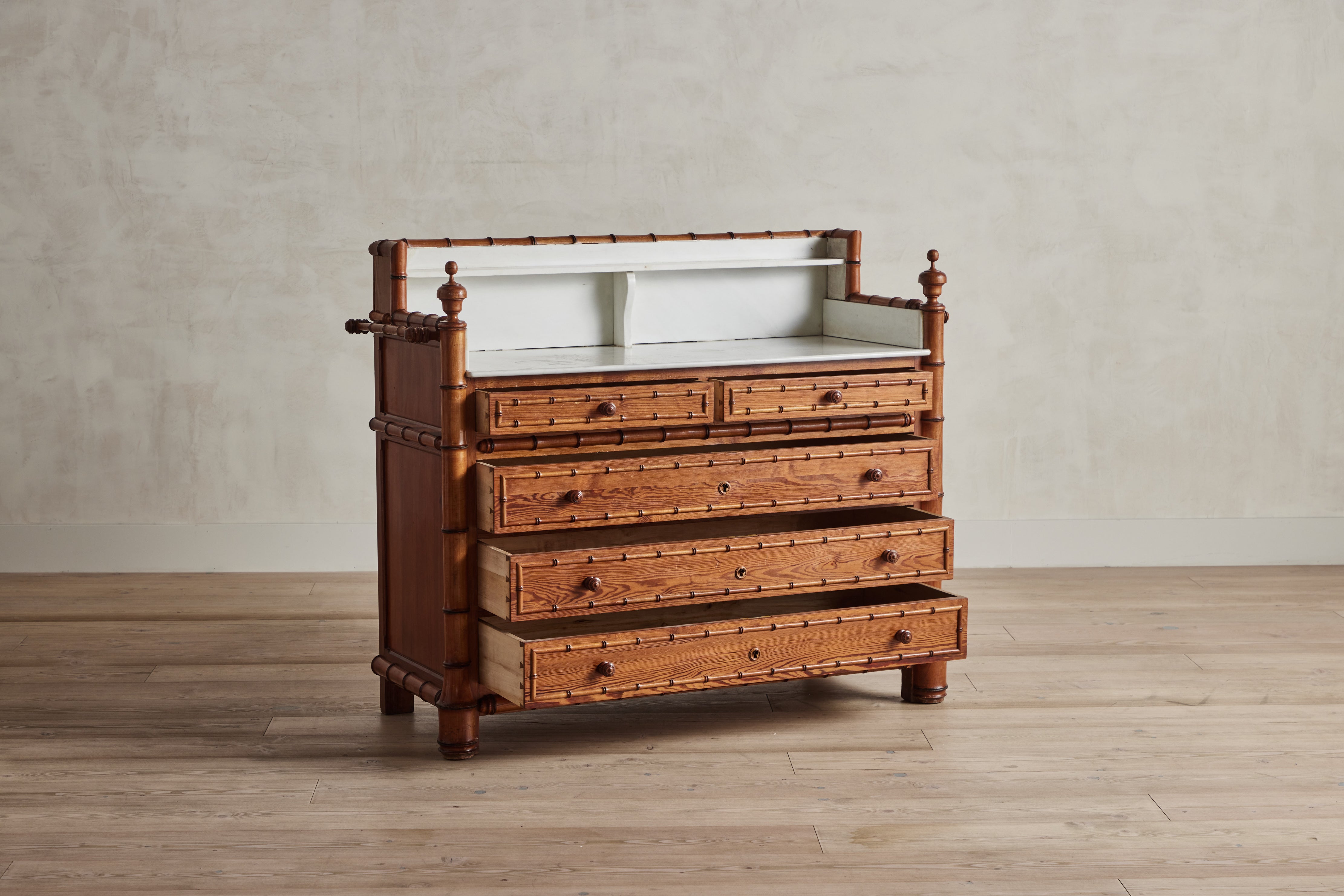 Faux Bamboo Dresser with Mirror