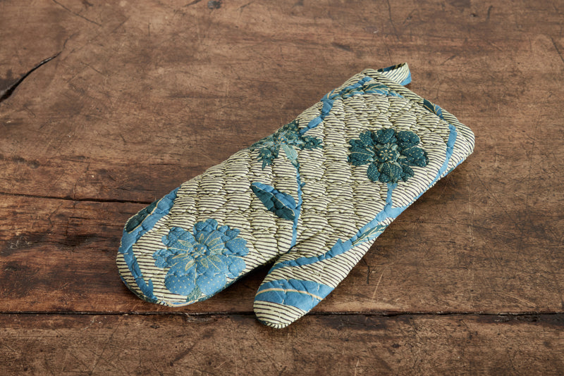 Nickey Kehoe Oven Mitt, Navy and Creme Hash Stripe