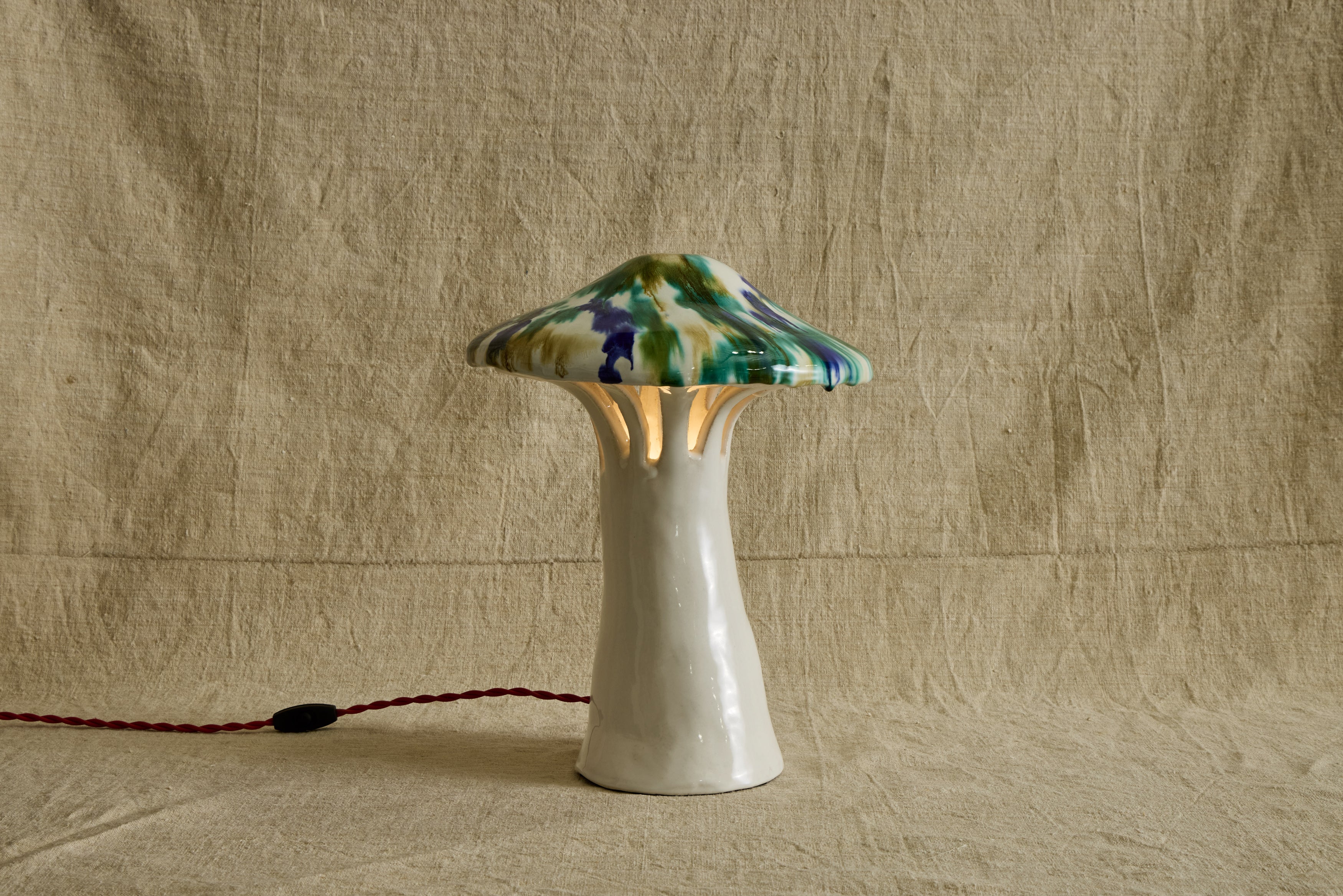 Shroom Lamp, Speckled Blue & Green