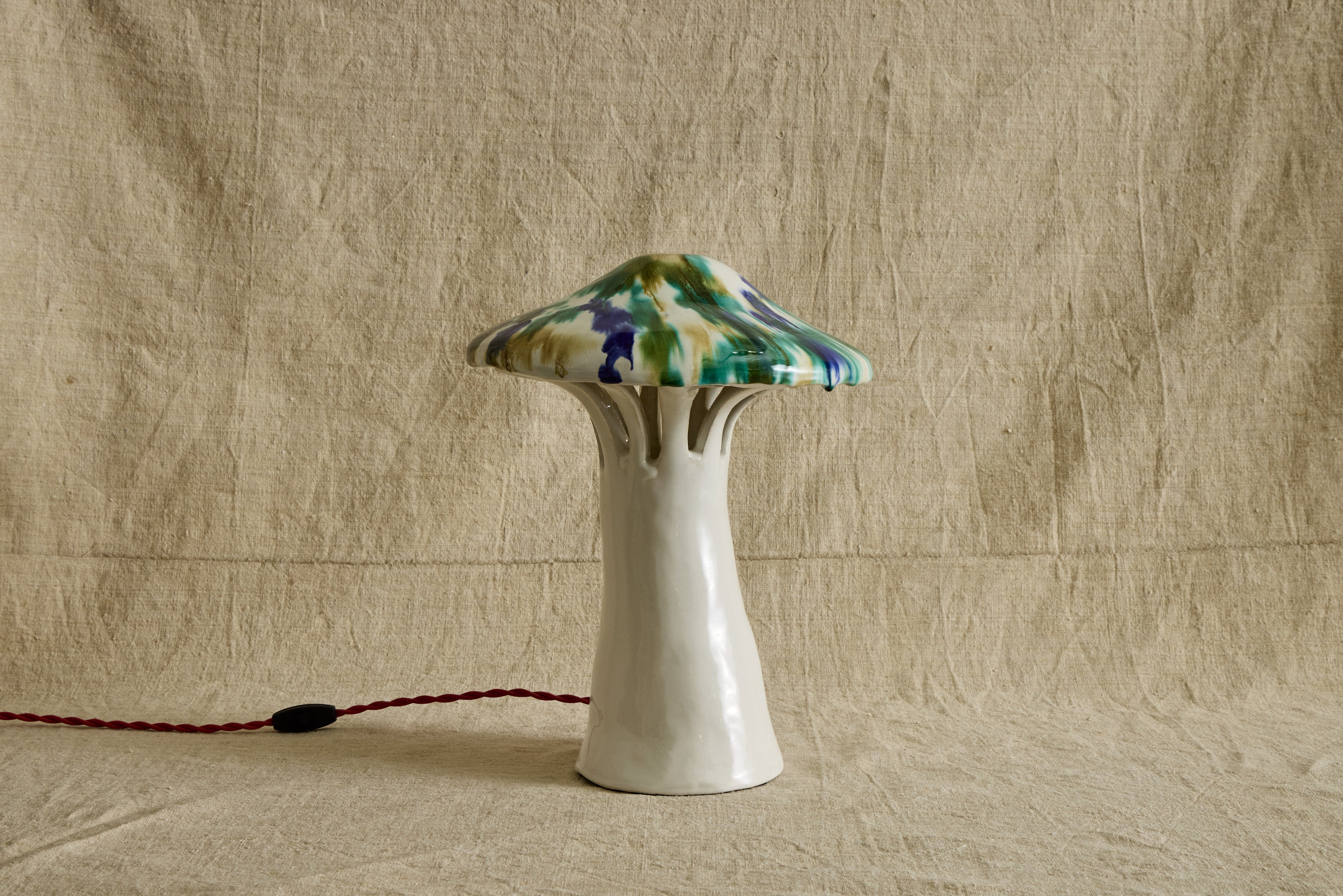 Shroom Lamp, Speckled Blue & Green