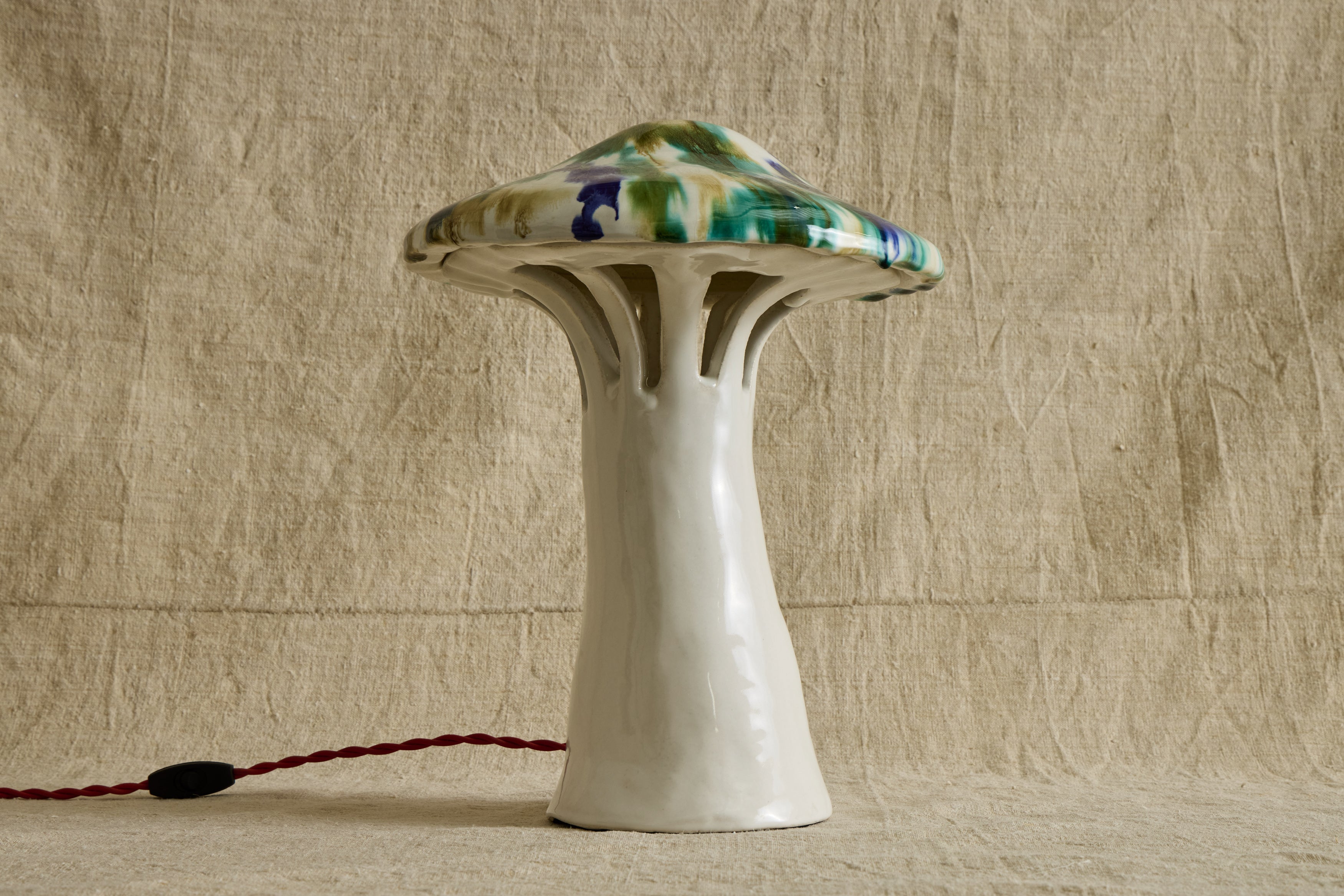 Shroom Lamp, Speckled Blue & Green