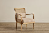 Shown in Customer’s Own Material (Susan Deliss Ticking Apricot/Olive) and Natural Oak