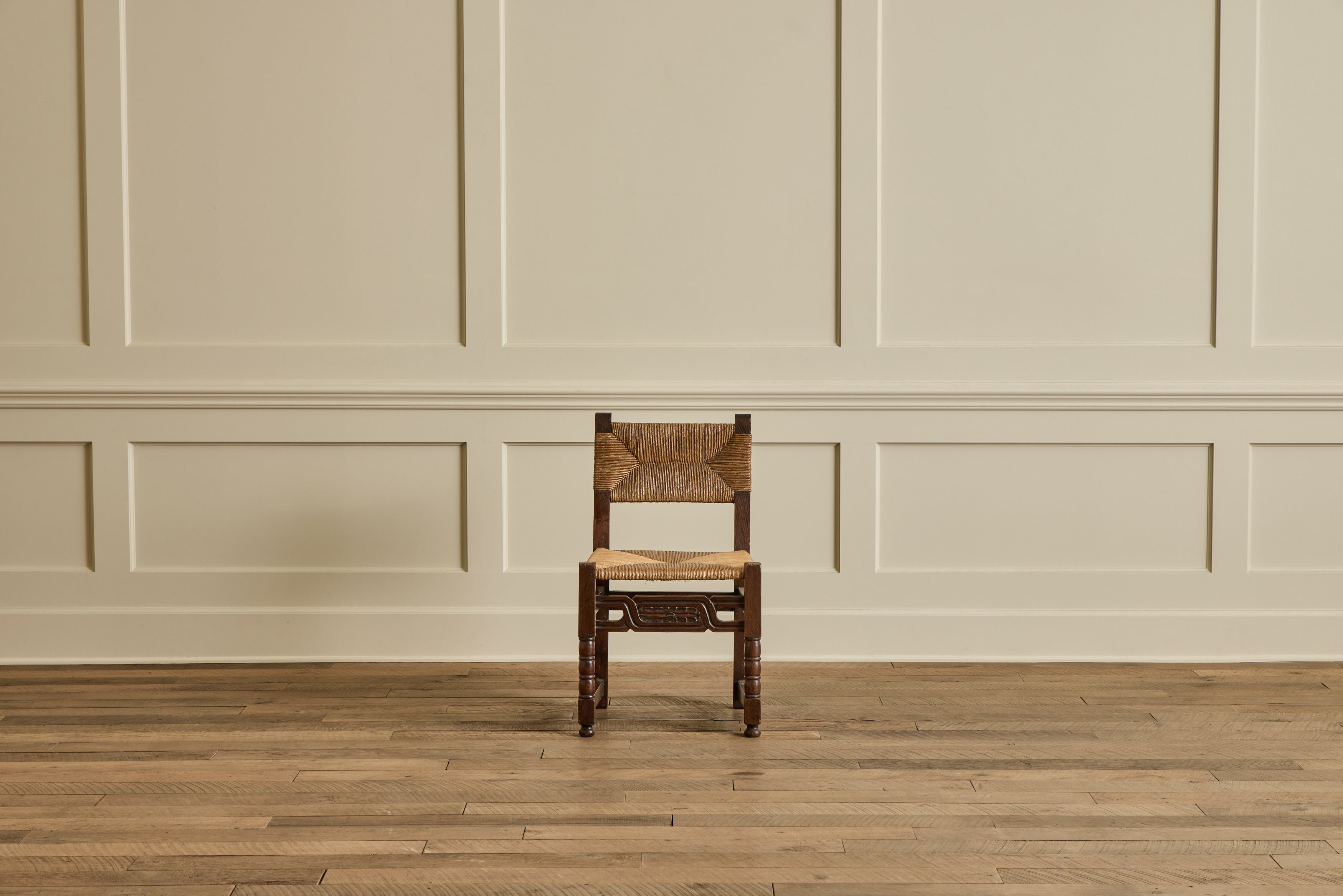 Set of 6 Brutalist Carved Chairs