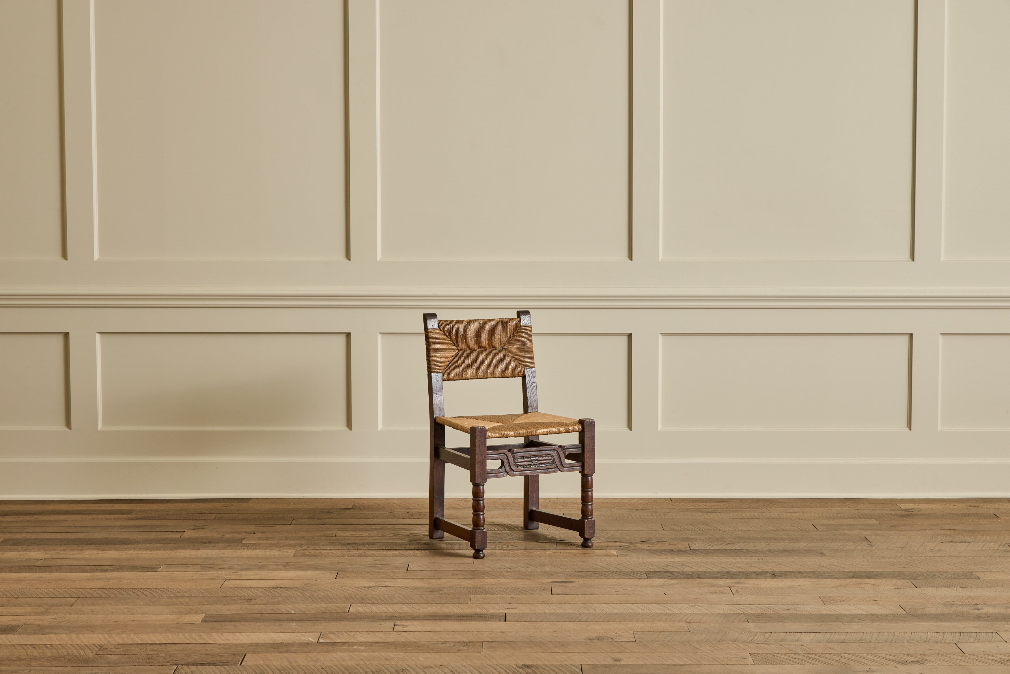 Set of 6 Brutalist Carved Chairs