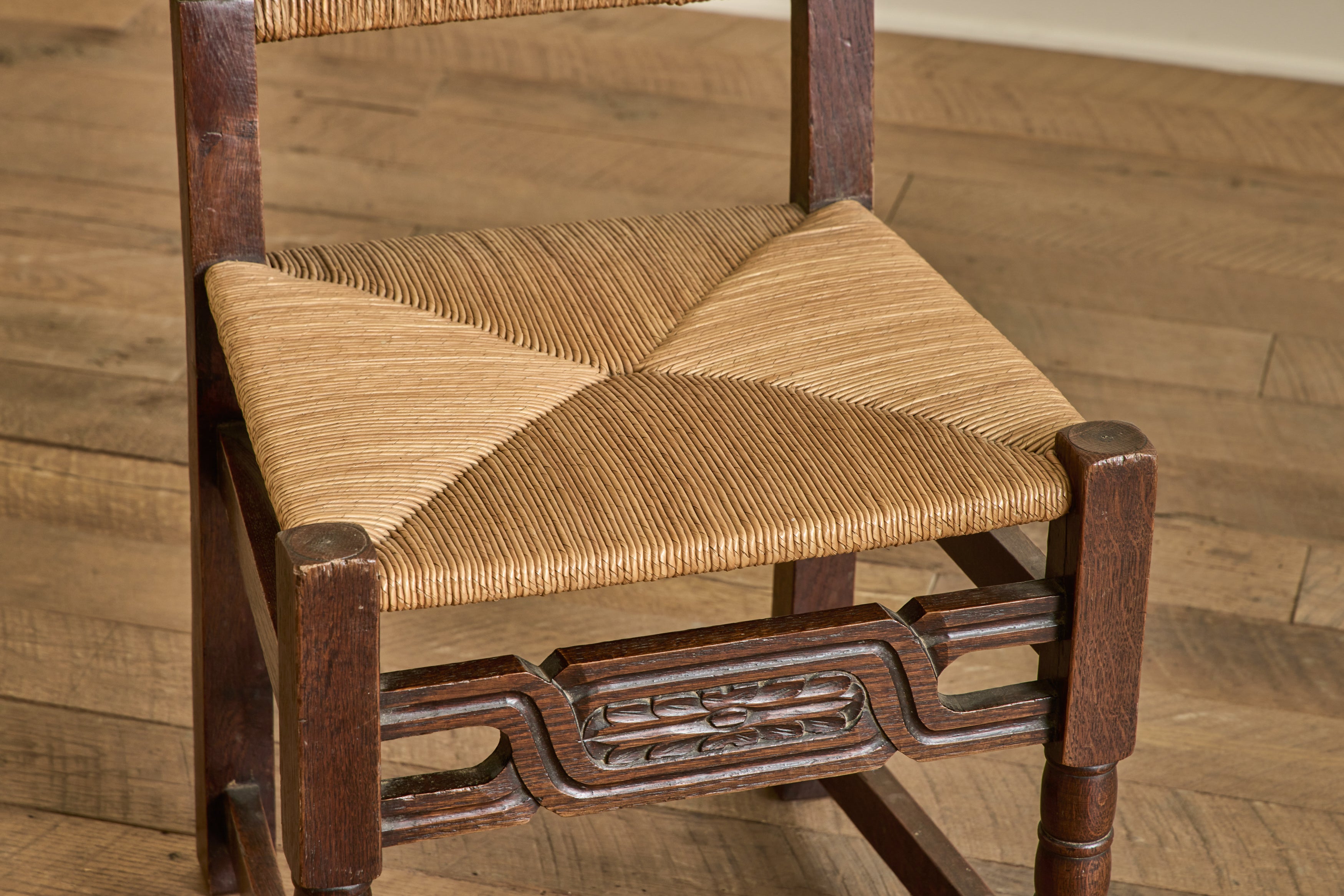 Set of 6 Brutalist Carved Chairs