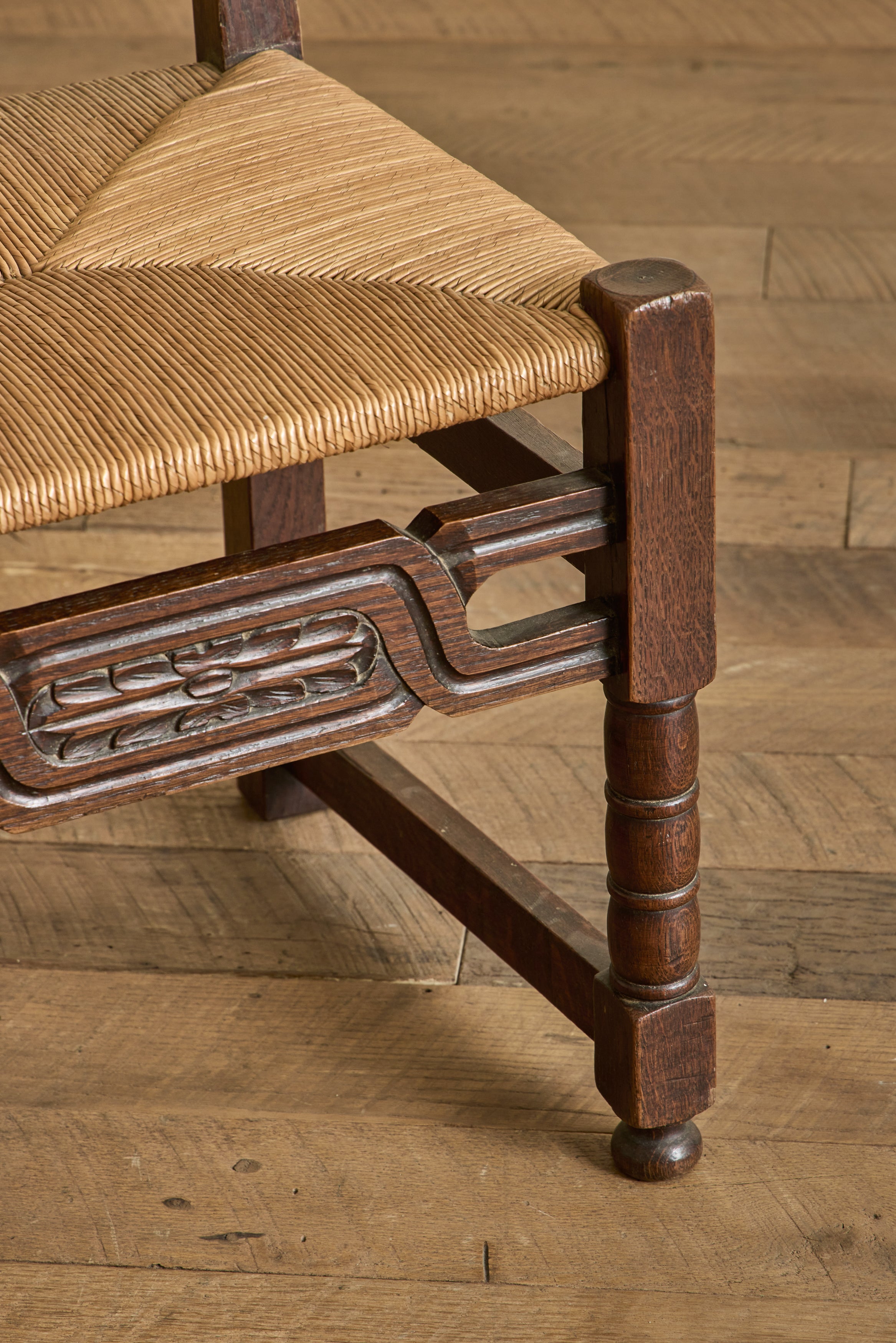 Set of 6 Brutalist Carved Chairs